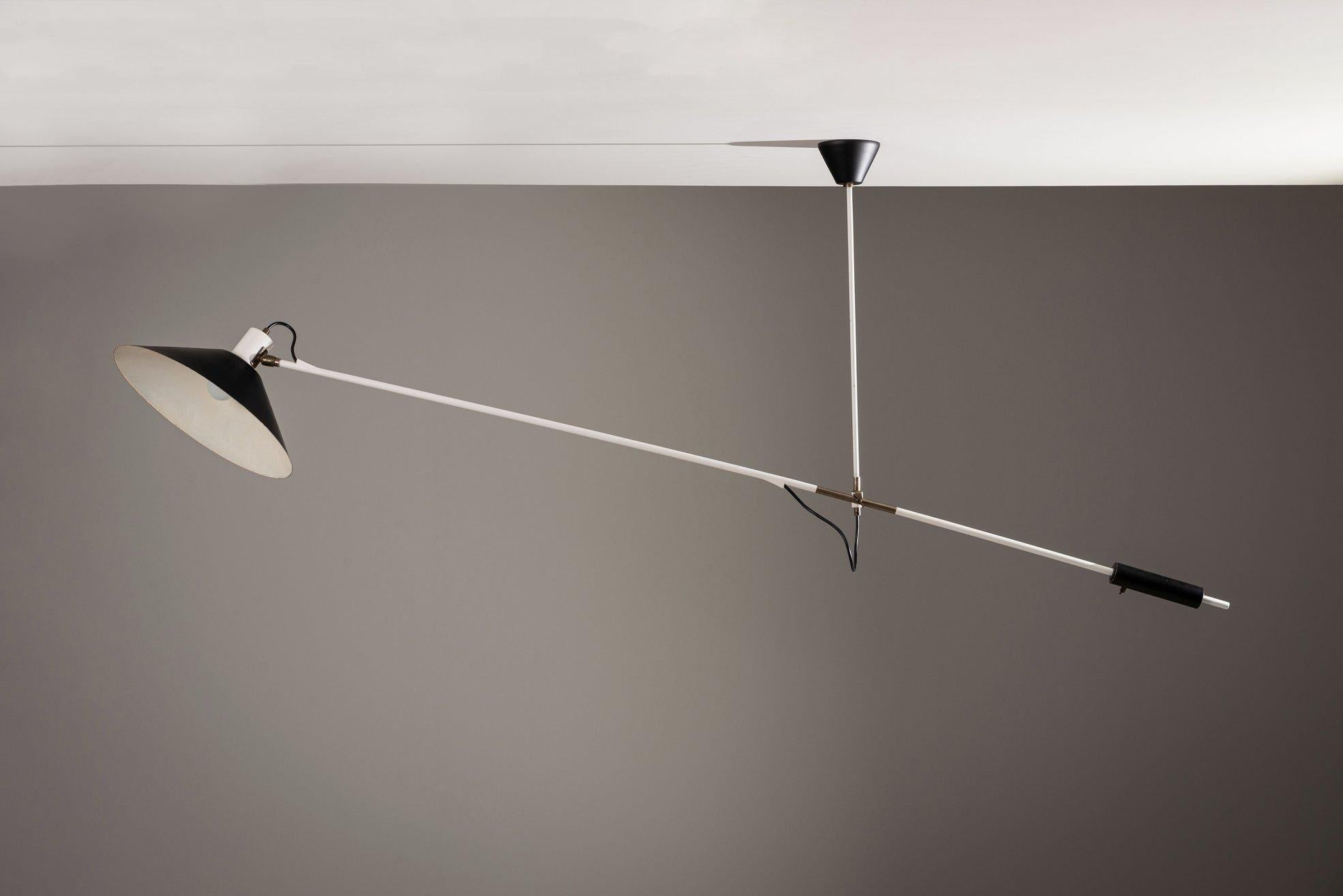 Metal JJM Hoogervorst counter balance ceiling lamp Anvia the Netherlands 1957 For Sale