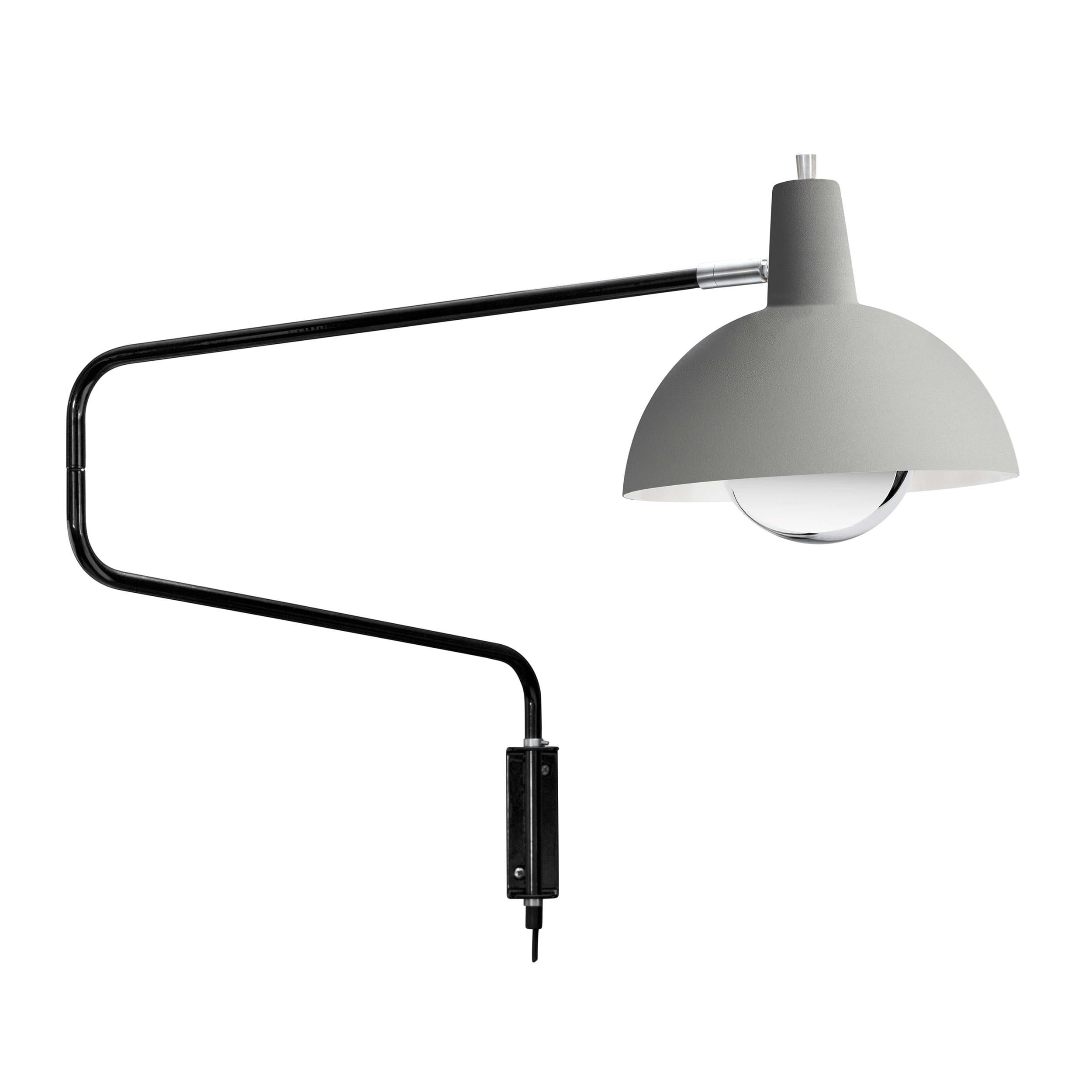 J.J.M. Hoogervorst Model 1702 'Paperclip' wall light for Anvia in White. Hoogervorst's most popular 1950s design, this lamp remains a highly sought after icon of Dutch modernism. The 'elbow' arm when folded measures 27.5 in. wide, but can be