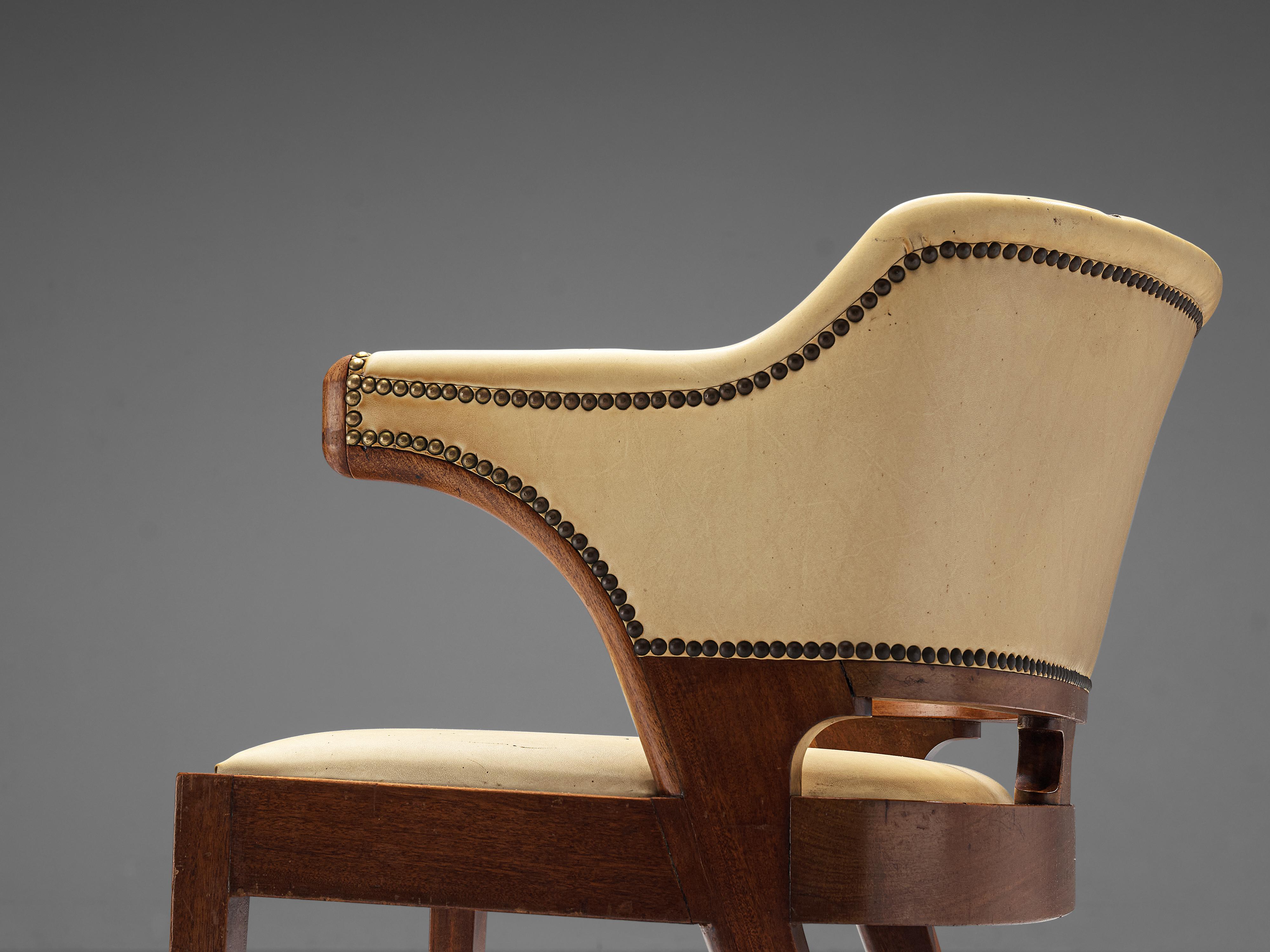 Art Deco J.J.P. Oud for C.H. Eckhart Armchair in Leather and Mahogany For Sale