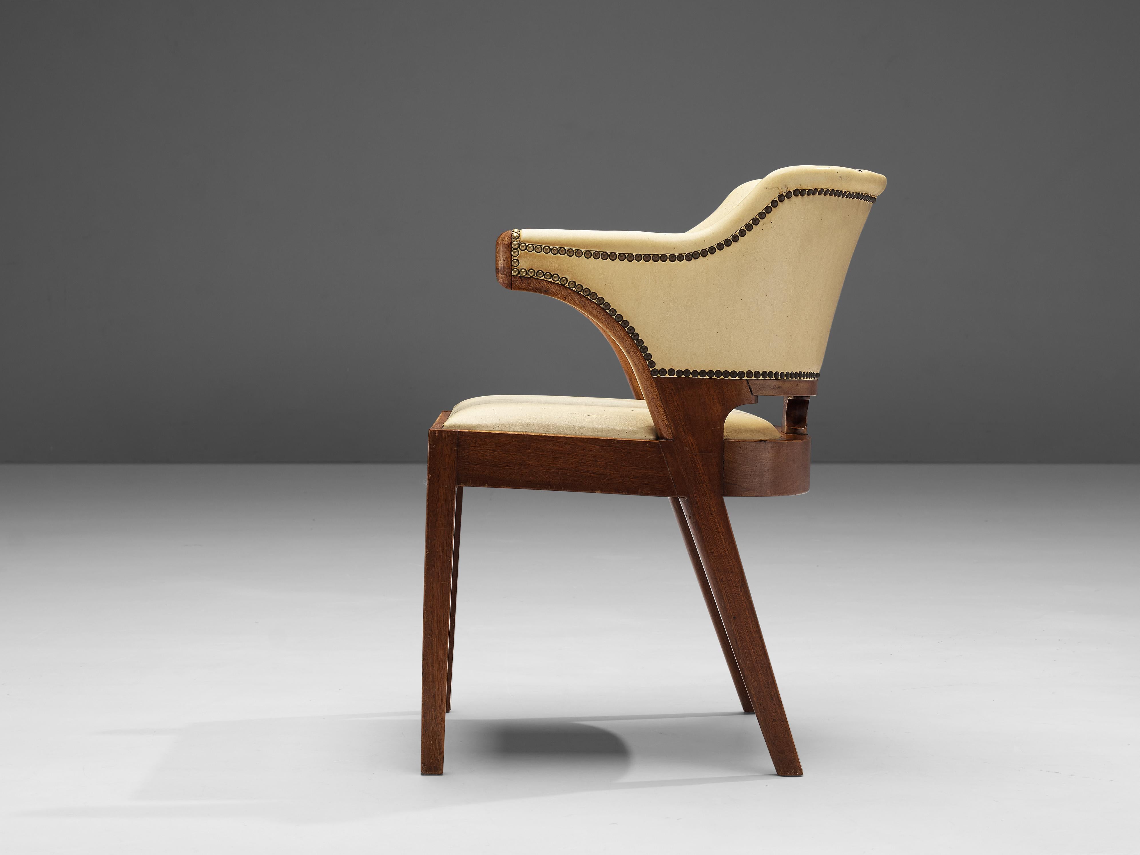 Dutch J.J.P. Oud for C.H. Eckhart Armchair in Leather and Mahogany For Sale