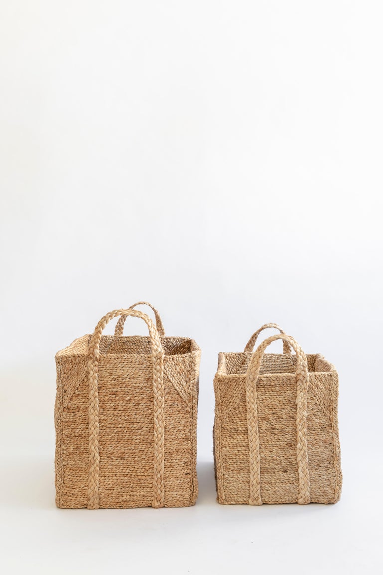 J'Jute Handmade Jute Basket Large, Natural For Sale at 1stDibs