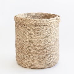J'Jute Handmade Assembly Braid Jute Basket, Natural