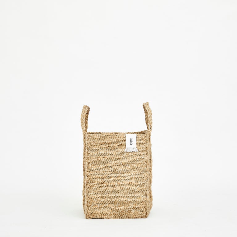 J'Jute Handmade Jute Rectangular Basket Medium, Natural For Sale at 1stDibs