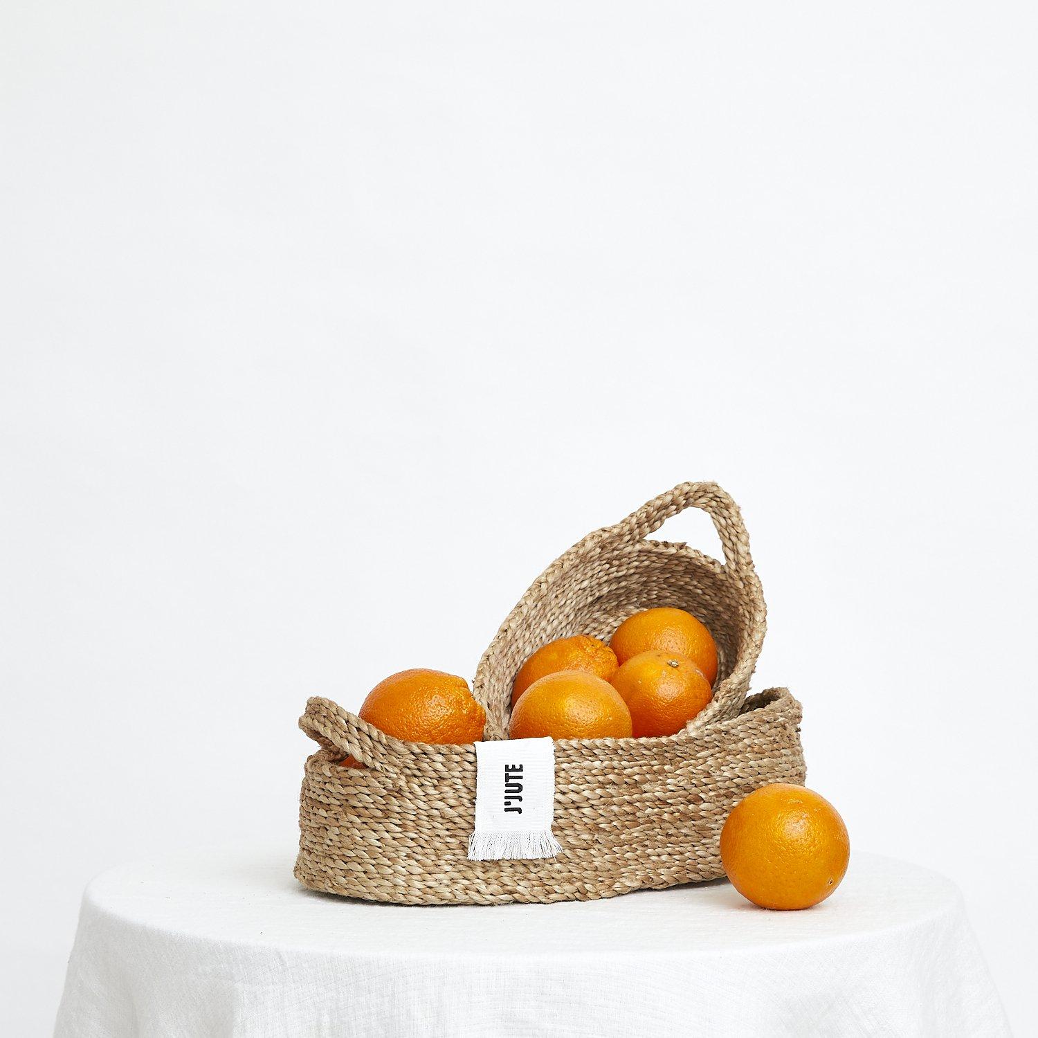 J'Jute Handmade Jute Tray Baskets, Natural In New Condition For Sale In Bondi, NSW