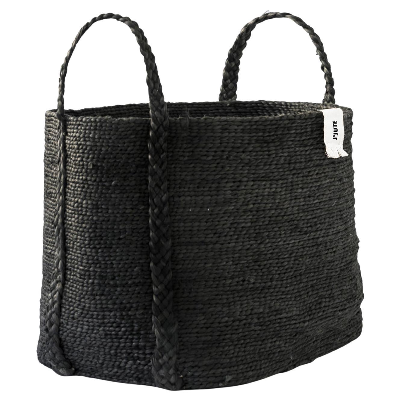 J'Jute Handmade Jute Basket Large, Black For Sale at 1stDibs