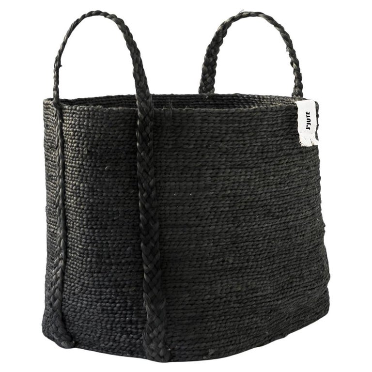 Handmade Jute Basket Medium, Black by J'Jute For Sale at 1stDibs