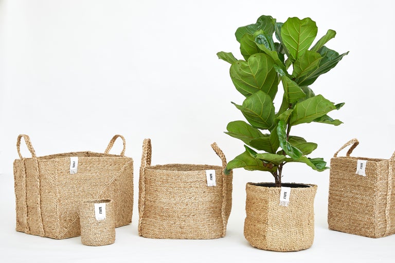 J'Jute Handmade Jute Basket Medium, Natural For Sale at 1stDibs