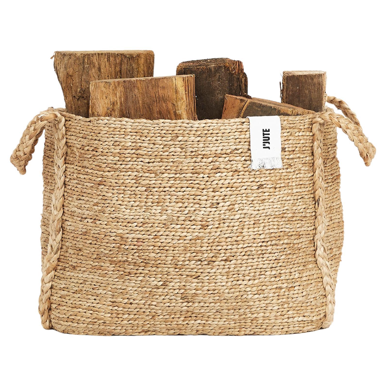 J'Jute Handmade Jute Basket Medium, Natural For Sale