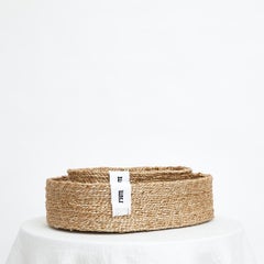 J'Jute Handmade Jute Tray Baskets, Natural