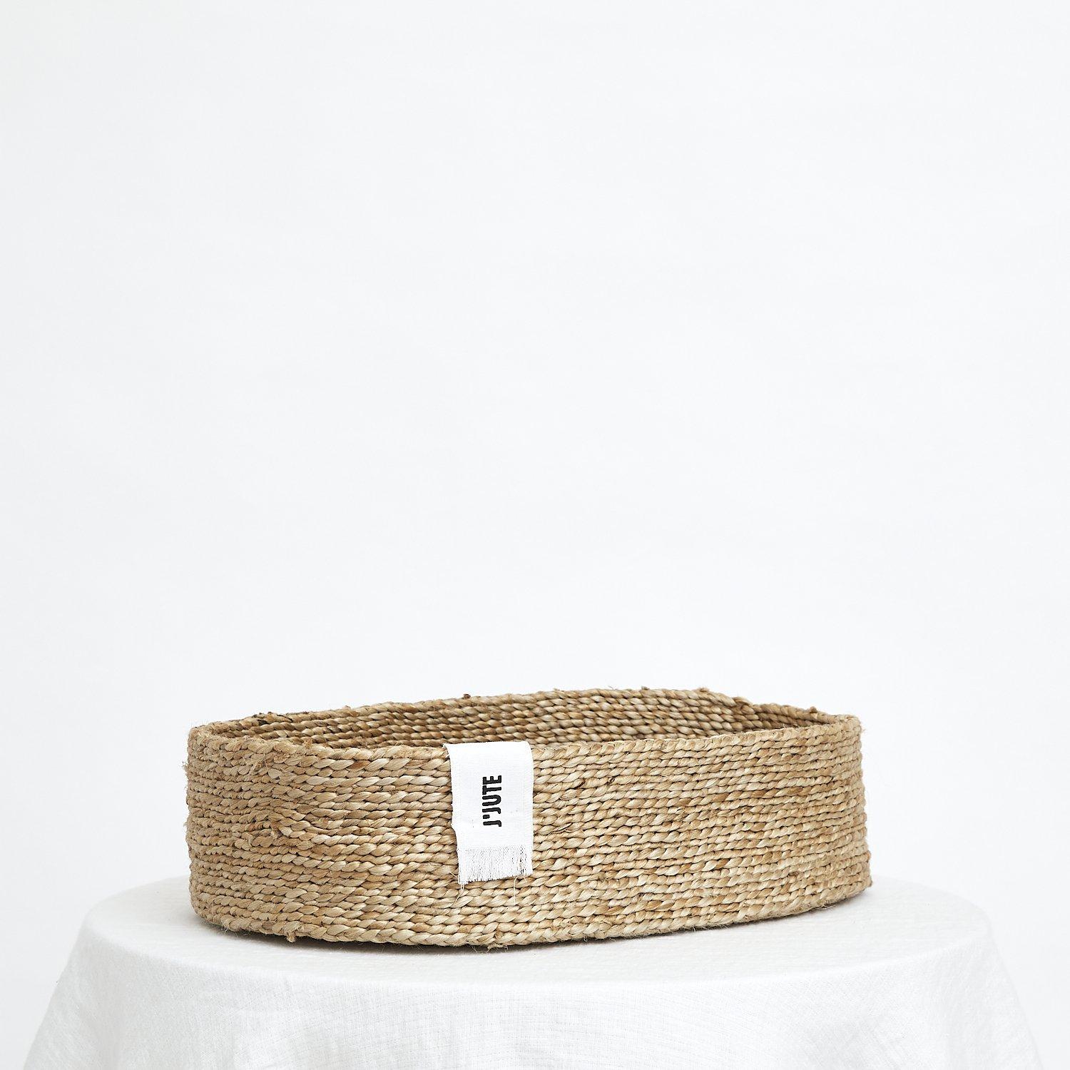 Hand-Woven J'Jute Handmade Jute Tray Baskets, Natural For Sale