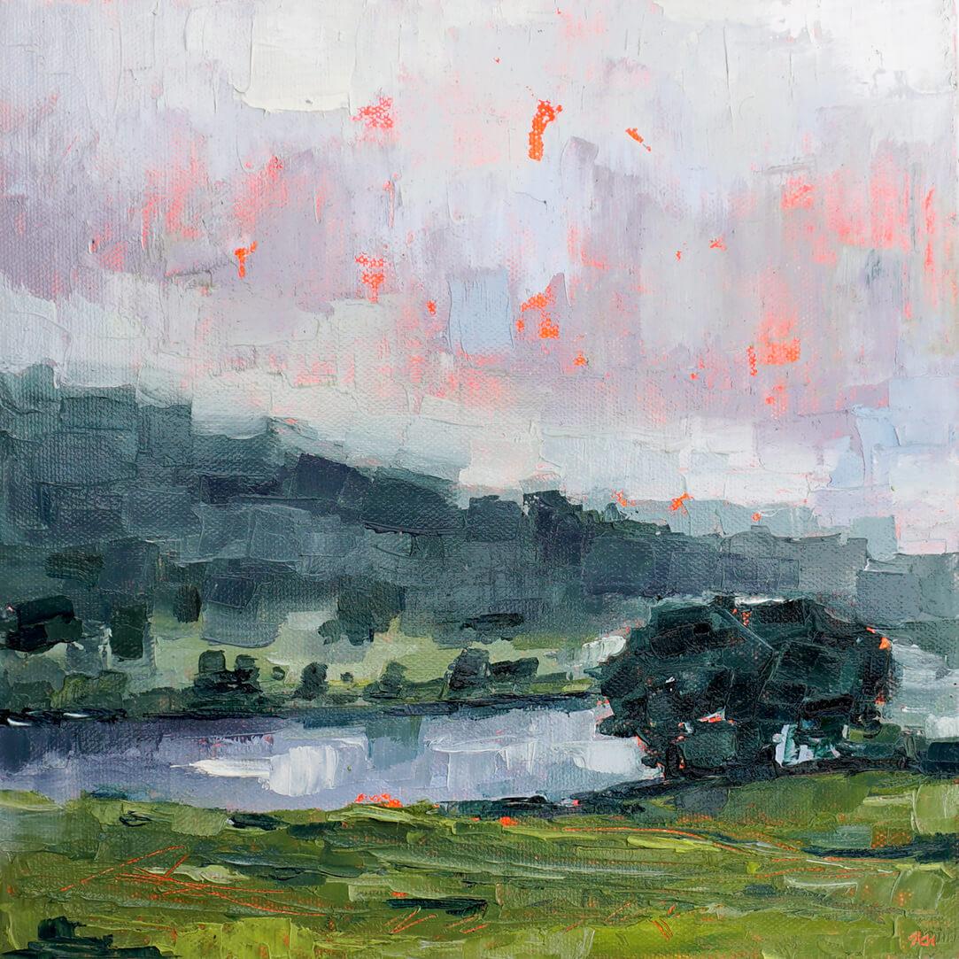 J.K. Hebenton Abstract Painting – Regenschirm-Design