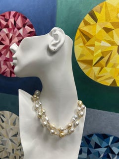 JKa Australian South Sea Multi-Color 9-14mm Baroque Pearl 27 Inch Gold Necklace