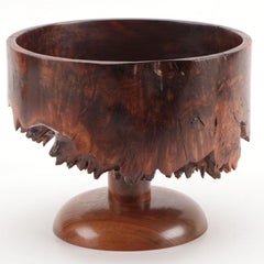 J.L. Corum Burled Claro Walnut Compote Bowl, Late 20th Century