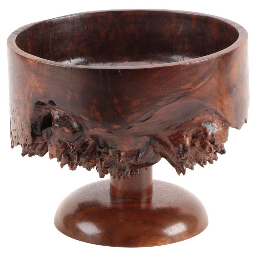 J.L. Corum Burled Claro Walnut Compote Bowl, Late 20th Century