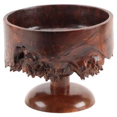 J.L. Corum Burled Claro Walnut Compote Bowl, Late 20th Century