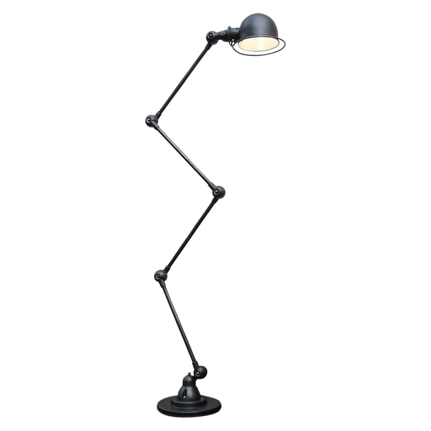 JL Domecq Jielde, lampadaire industriel moderniste français vintage à 4 bras en graphite