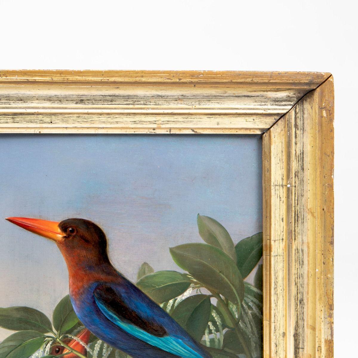 J.L. Jensen - 19th Century Danish Golden Age Oil Painting of Kingfishers For Sale 1