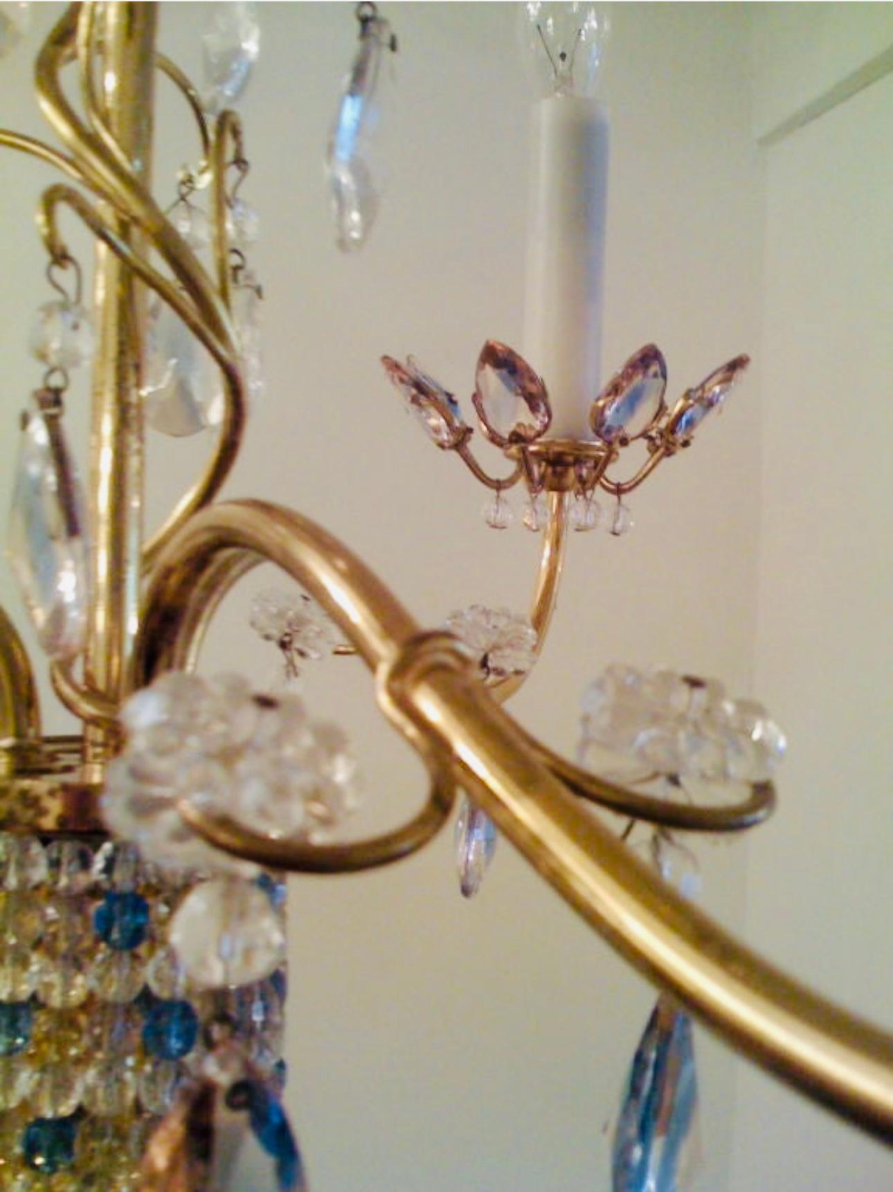 Jl Lobmeyr Colgante Araña de Cristal de Color Austriaco de Mediados de Siglo Latón en venta