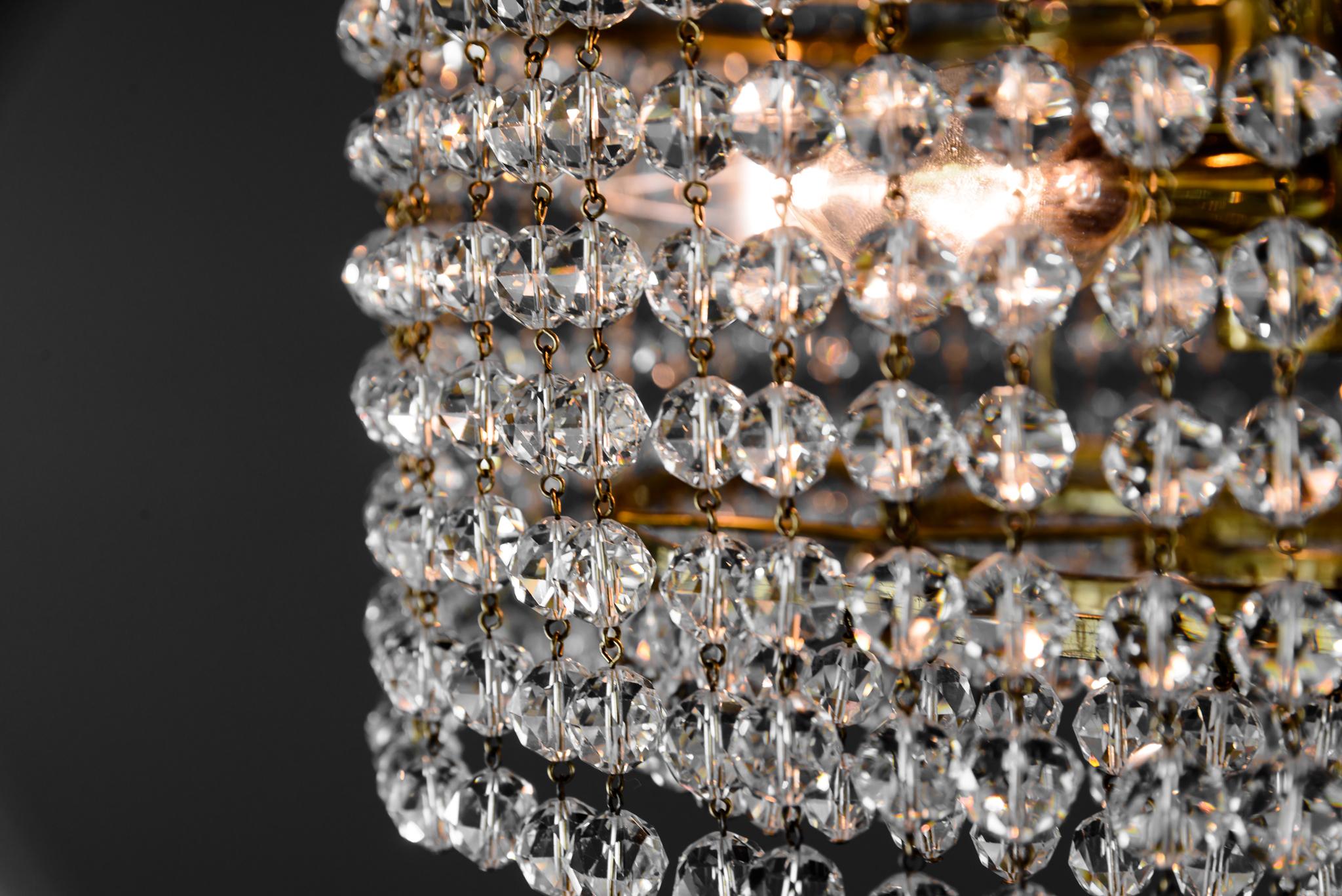 J.L Lobmeyr Chandelier with Crystal Glass, Austria, 1960s For Sale 8