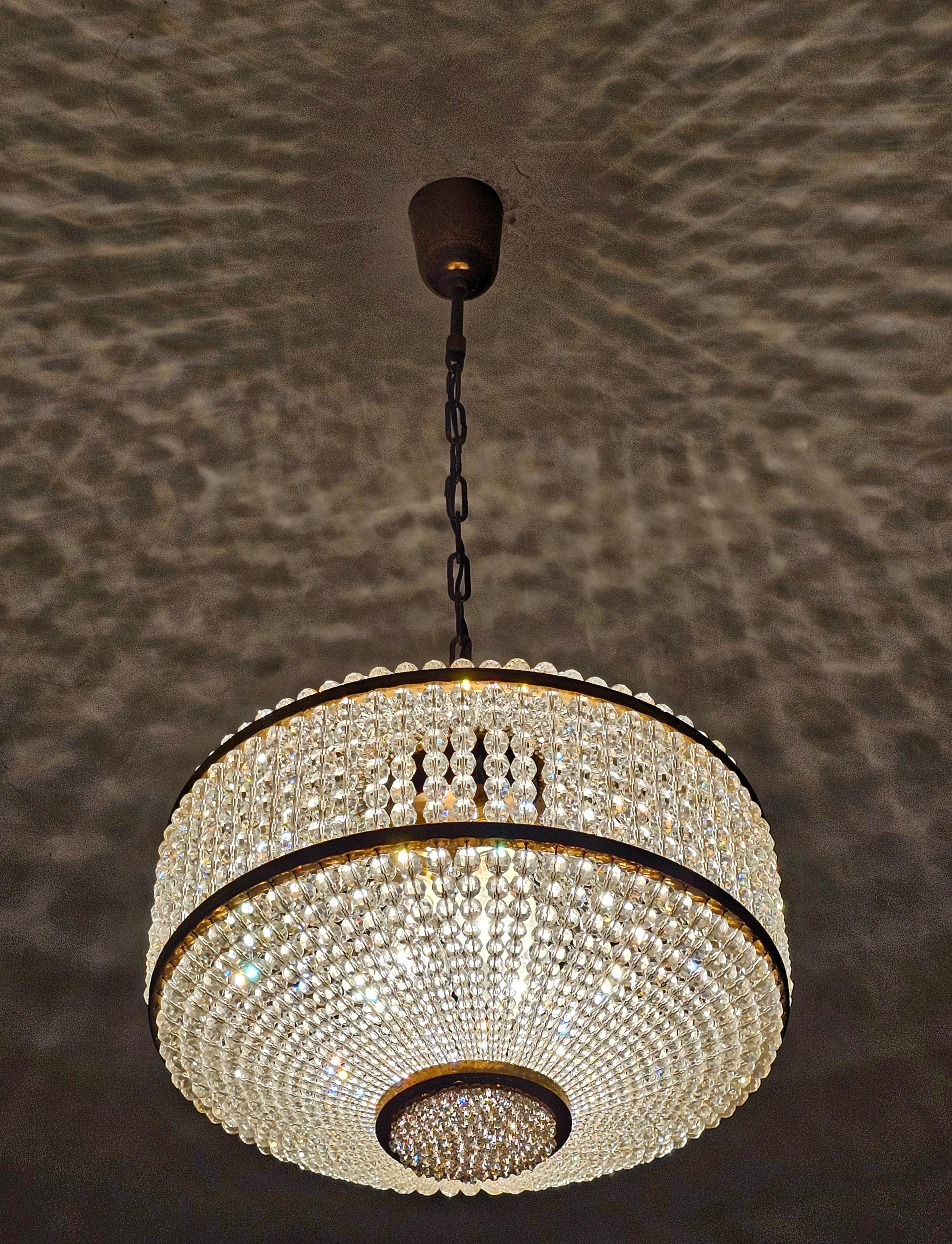 J.L Lobmeyr chandelier with Swarovski crystal beads, Austria 1950s For Sale 6