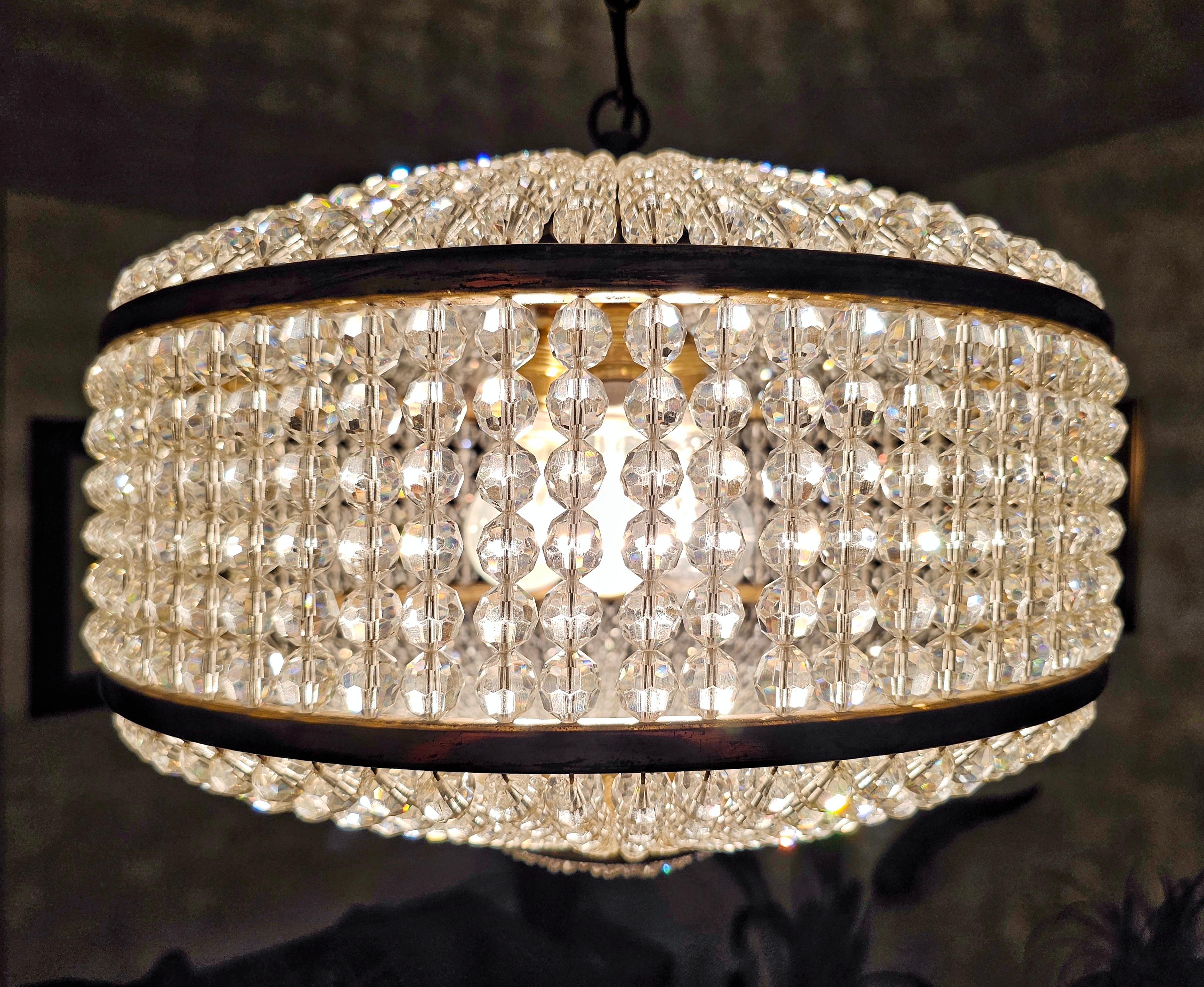 J.L Lobmeyr chandelier with Swarovski crystal beads, Austria 1950s In Good Condition For Sale In Beograd, RS