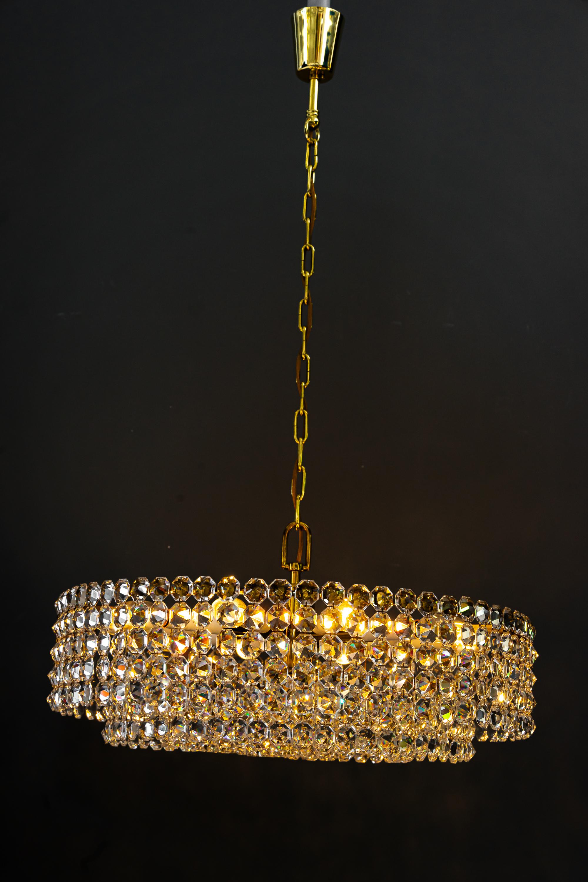 J.L. Lobmeyr crystal chandelier vienna around 1950s ( signed ) For Sale 8