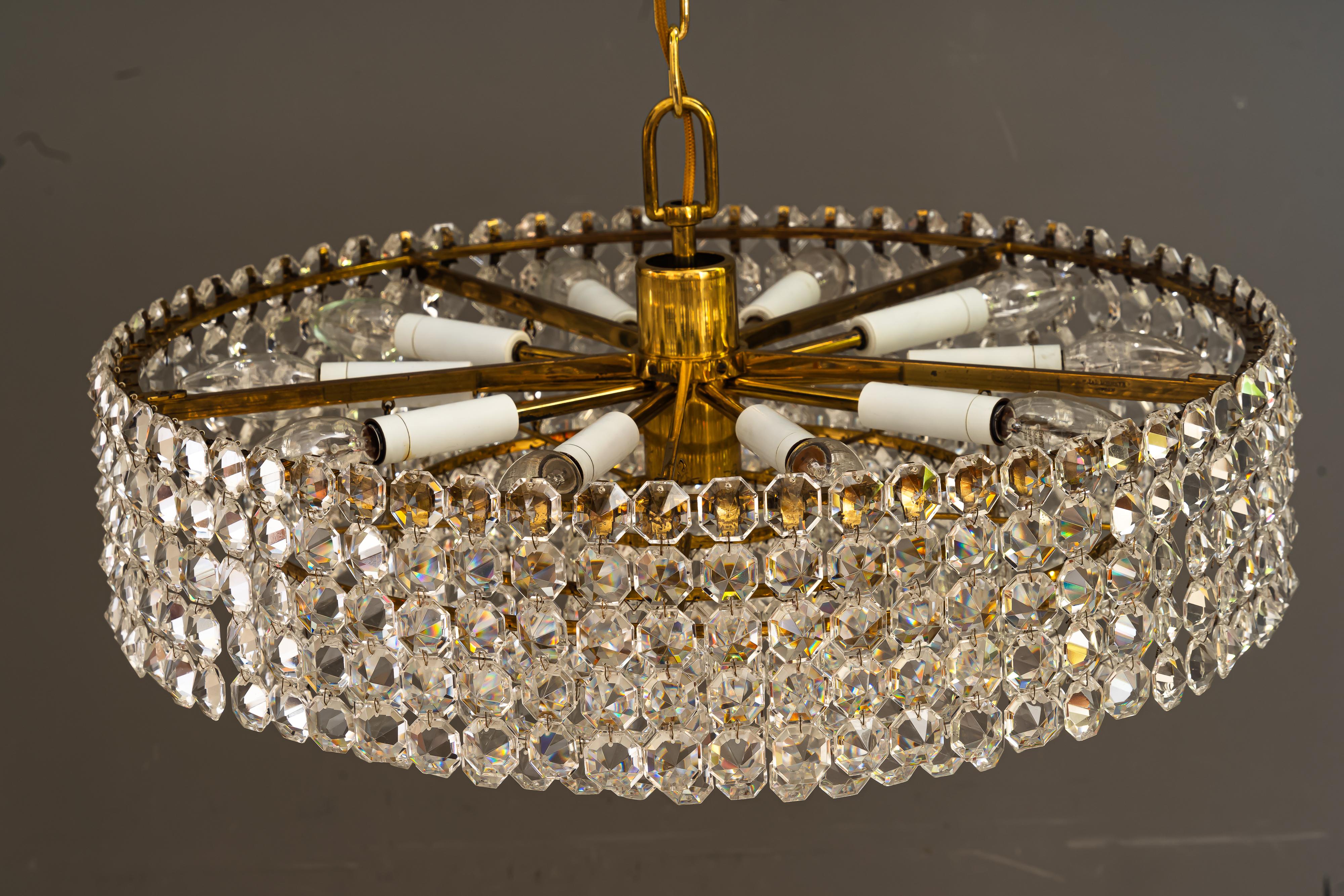 Mid-20th Century J.L. Lobmeyr crystal chandelier vienna around 1950s ( signed ) For Sale