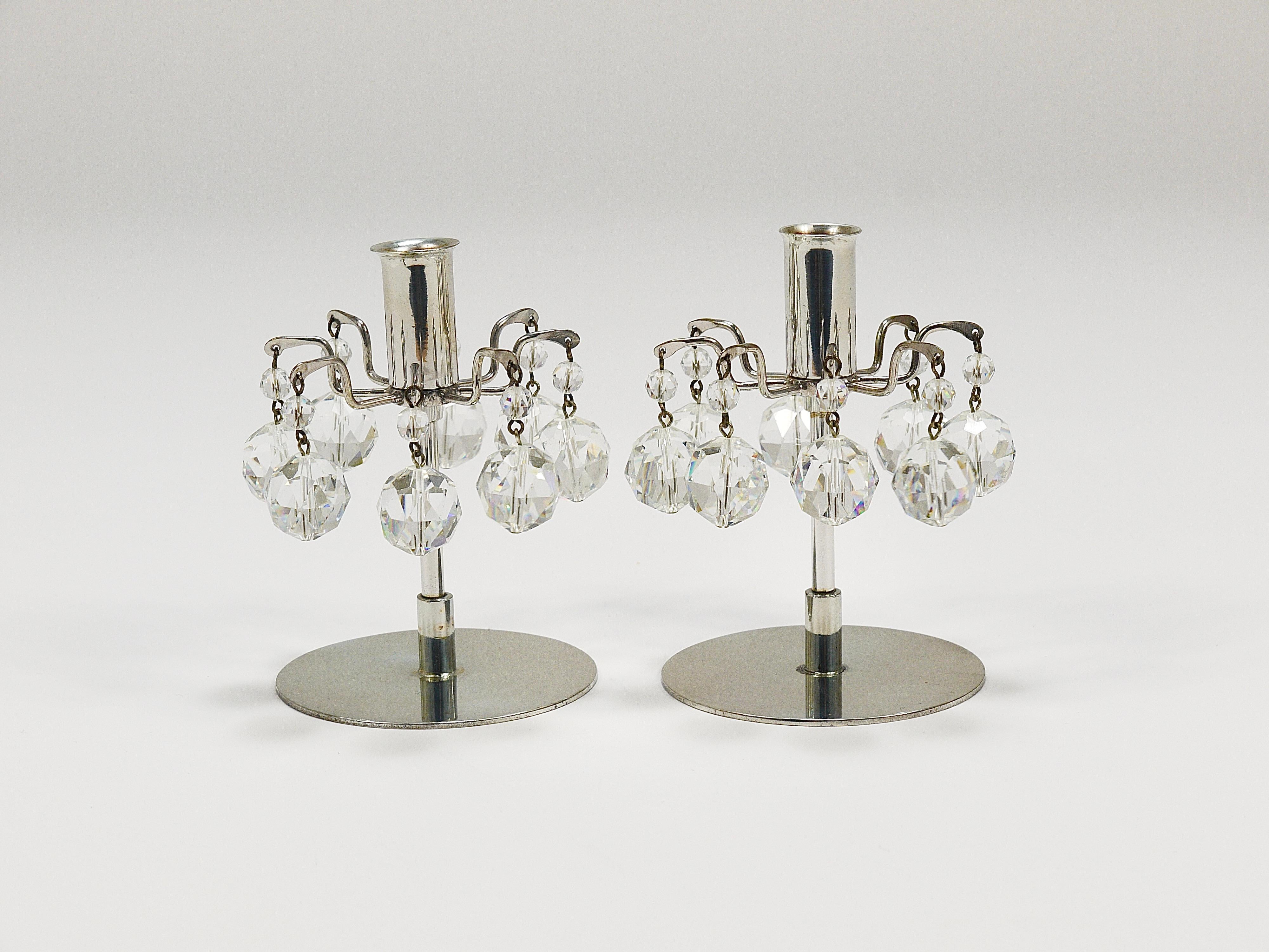 J.L. Lobmeyr „Lights of Vienna“ Pair Candleholders, Faceted Swarovski Crystals For Sale 7