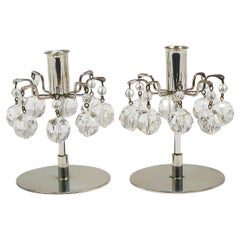 Vintage J.L. Lobmeyr „Lights of Vienna“ Pair Candleholders, Faceted Swarovski Crystals