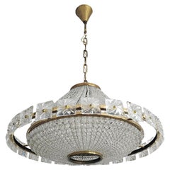 J.L Lobmeyr UFO shaped chandelier with Swarovski crystal beads, Austria 1950s