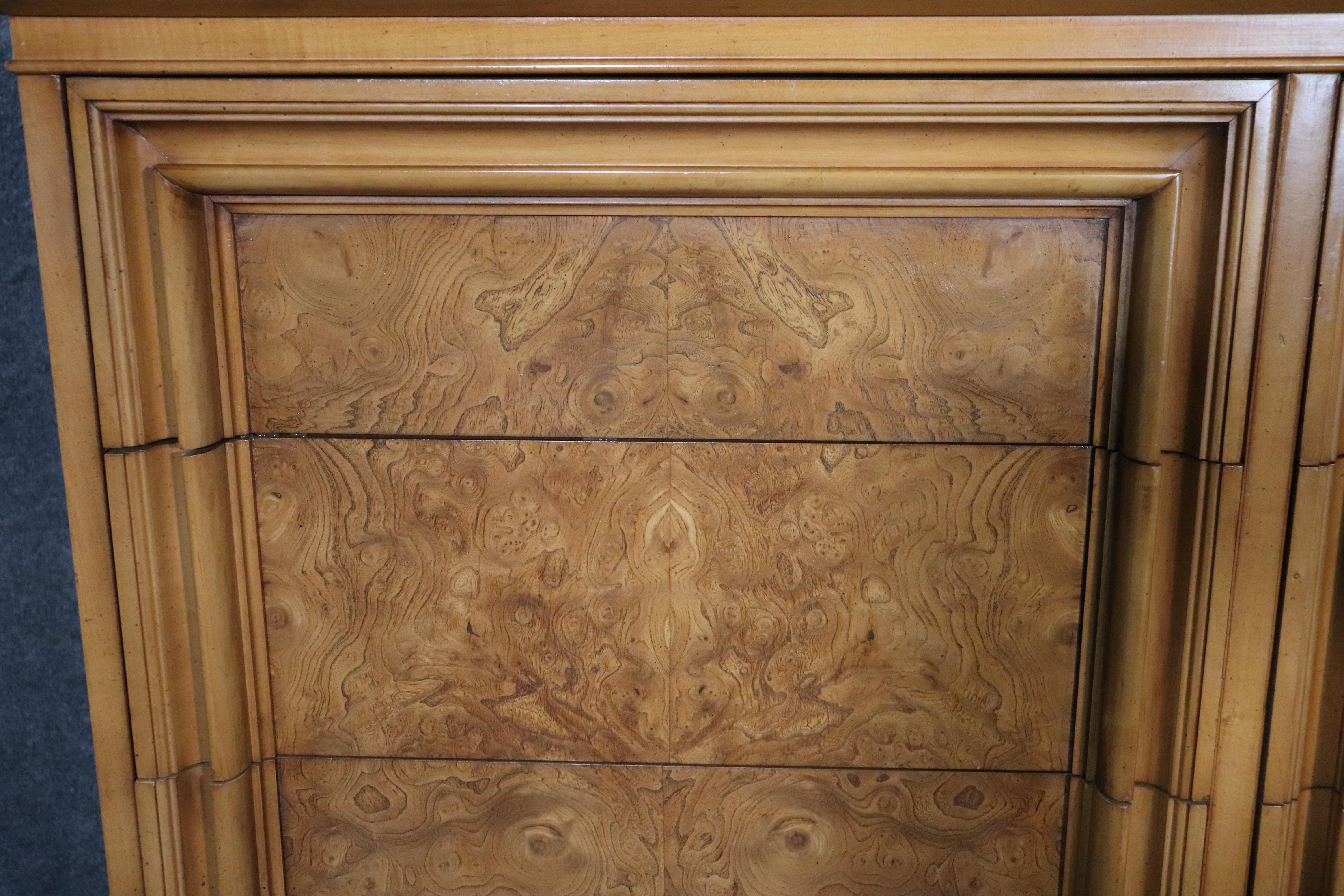 JL Metz Dresser w/ Burl and Travertine For Sale 4