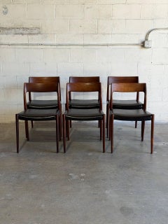 J.L. Møller Rosewood Dining Chairs Set of 6 Denmark MCM 1960s