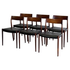 J.L. Møller Rosewood Dining Chairs Set of 6 Denmark MCM 1960s