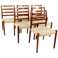 JL Moller Midcentury Danish Rosewood Ladderback Dining Chairs, Set of 6