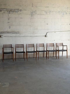 JL Moller Model 78 and 62 Walnut Dining Chairs Set of 6 Denmark MCM 1960s