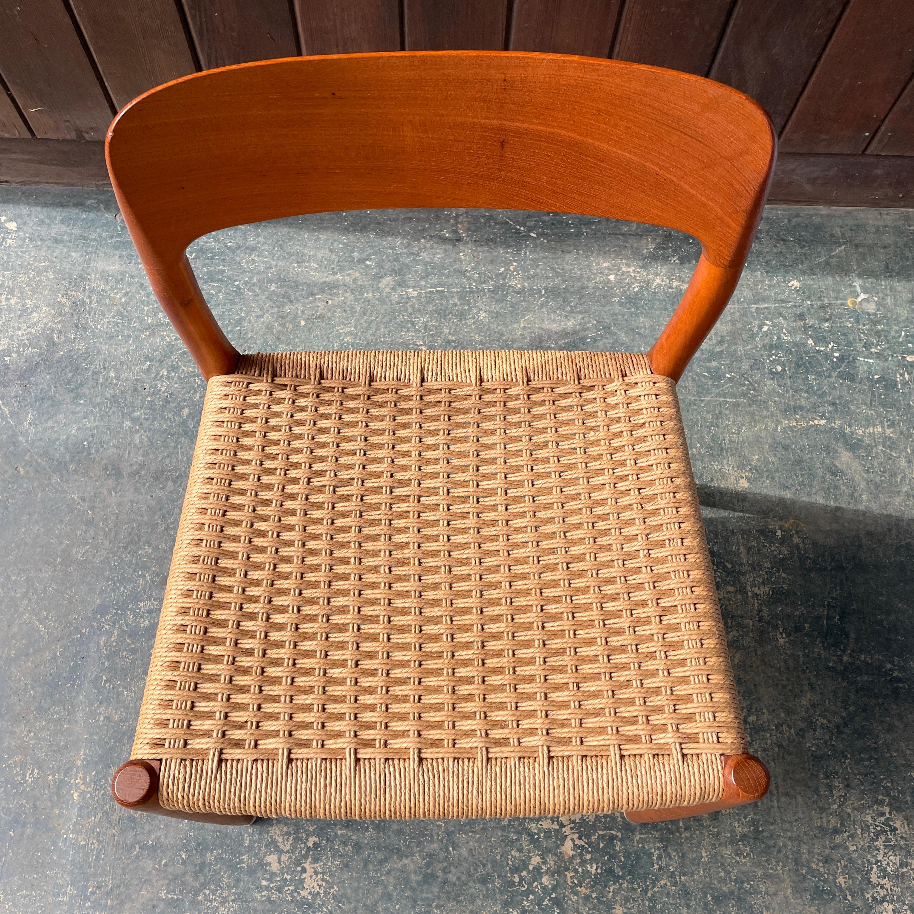 JL Moller Rush Rope Danish Teak Side Desk Nº 75 Dining Chair Vintage Mid-Century 5