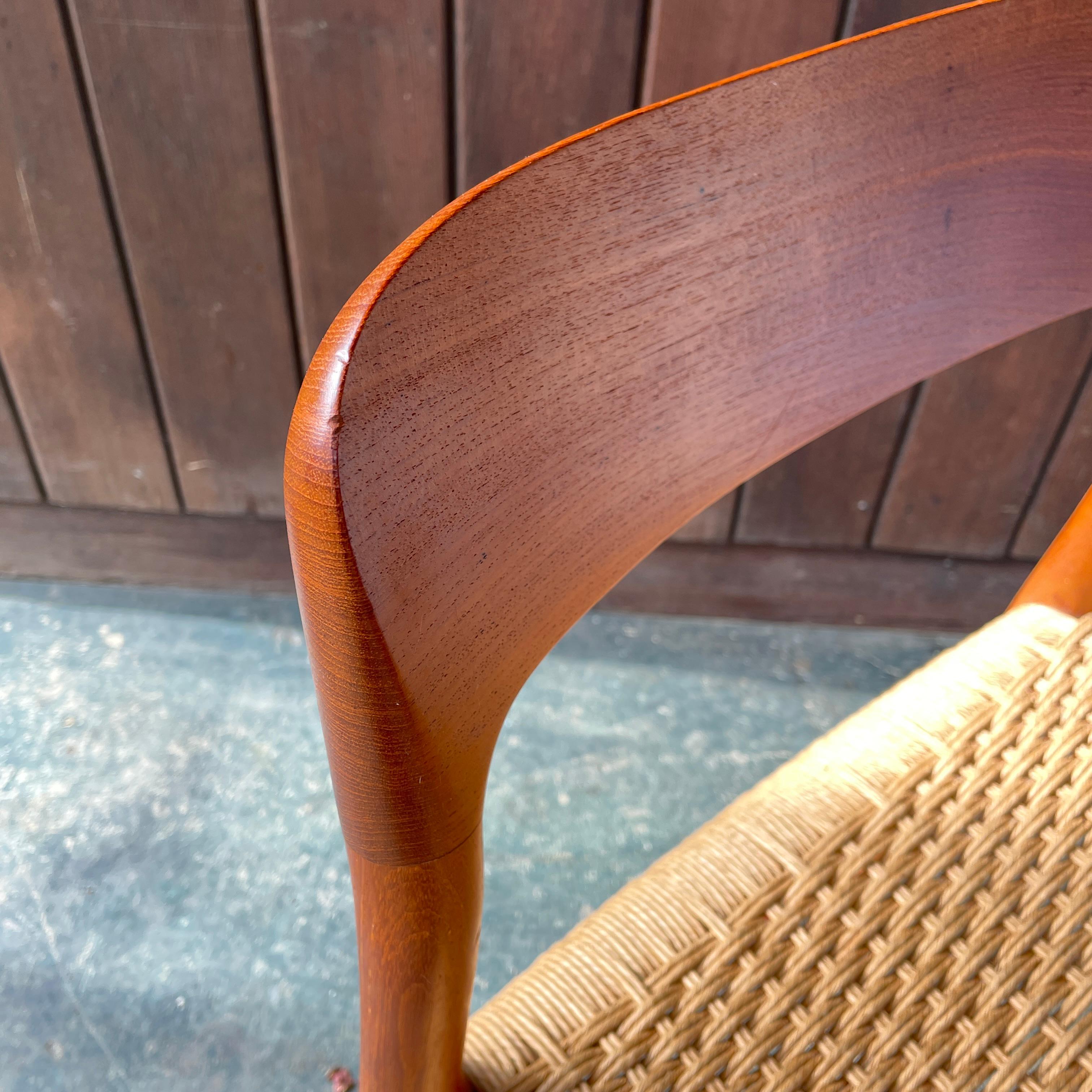 JL Moller Rush Rope Danish Teak Side Desk Nº 75 Dining Chair Vintage Mid-Century 6