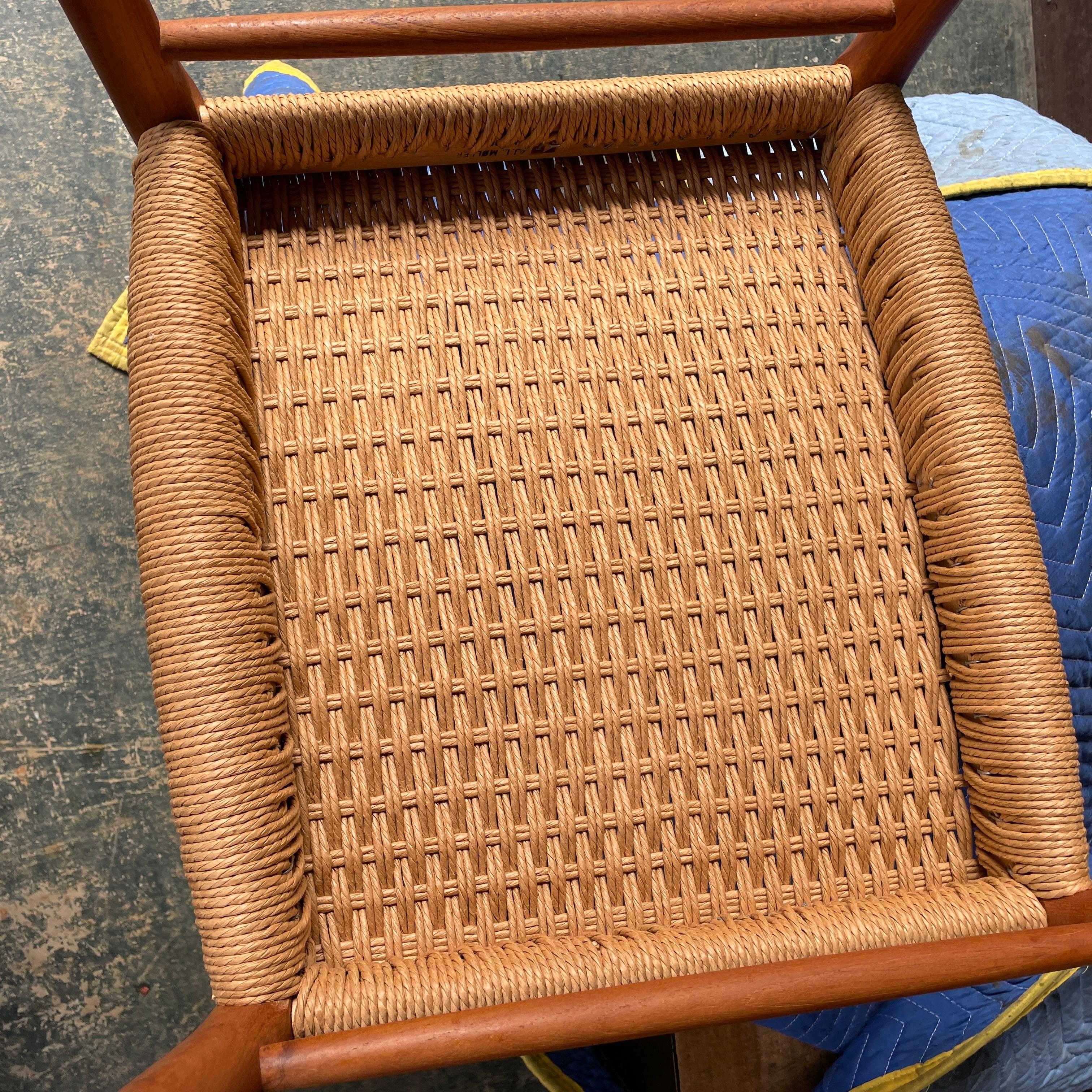 JL Moller Rush Rope Danish Teak Side Desk Nº 75 Dining Chair Vintage Mid-Century 7