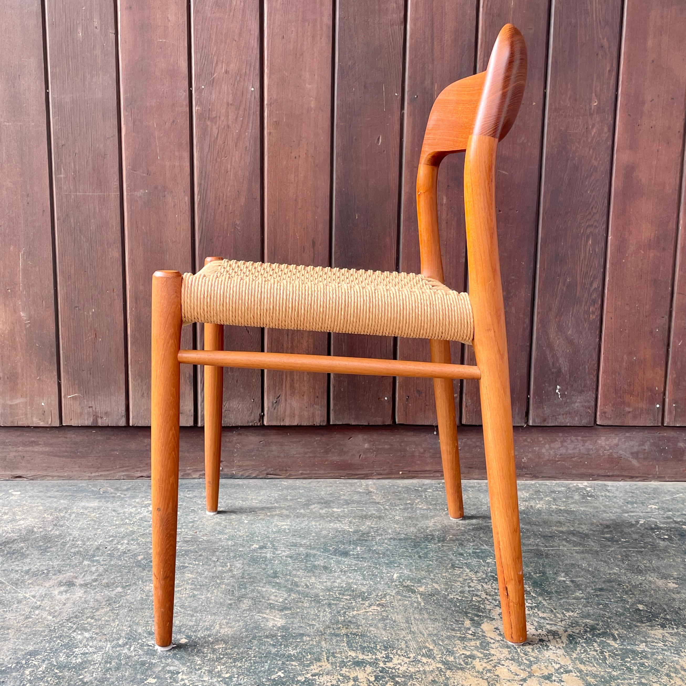 JL Moller Rush Rope Danish Teak Side Desk Nº 75 Dining Chair Vintage Mid-Century 1