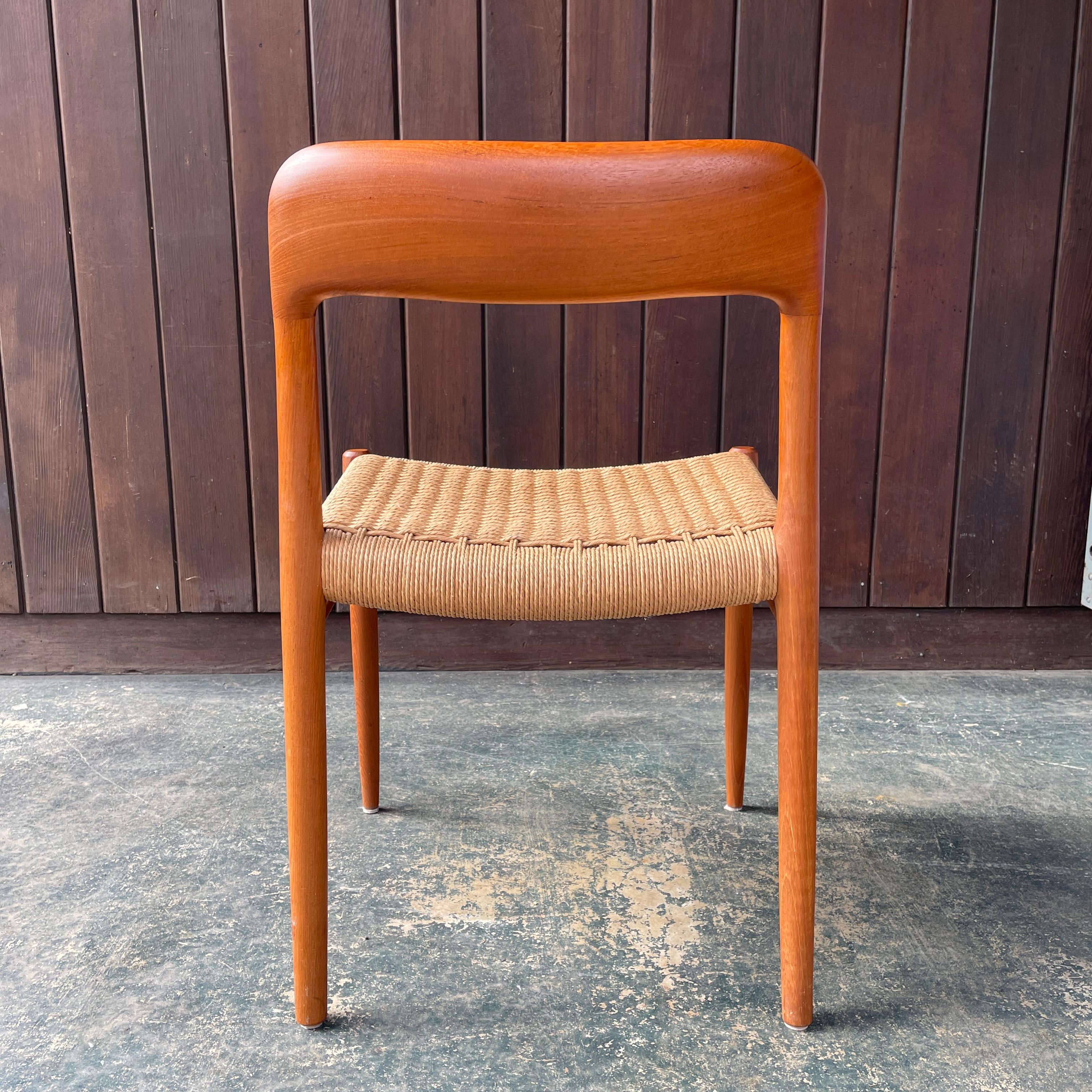 JL Moller Rush Rope Danish Teak Side Desk Nº 75 Dining Chair Vintage Mid-Century 2