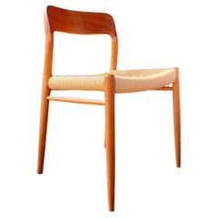 JL Moller Rush Rope Danish Teak Side Desk Nº 75 Dining Chair Vintage Mid-Century
