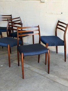 J.L. Moller Set of 6 Model 78 Dining Chairs Rosewood Denmark 1960s