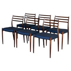 J.L. Moller Set of 6 Model 78 Dining Chairs Rosewood Denmark 1960s