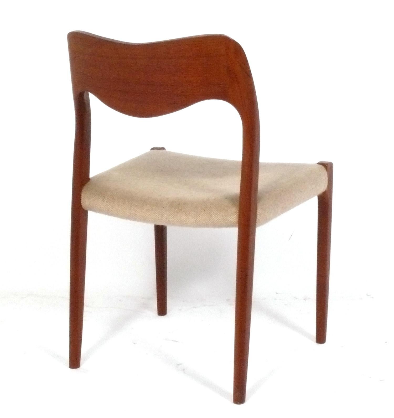 JL Moller Teak Danish Modern Model 71 Dining Chairs - Set of Six Reupholstered In Good Condition For Sale In Atlanta, GA