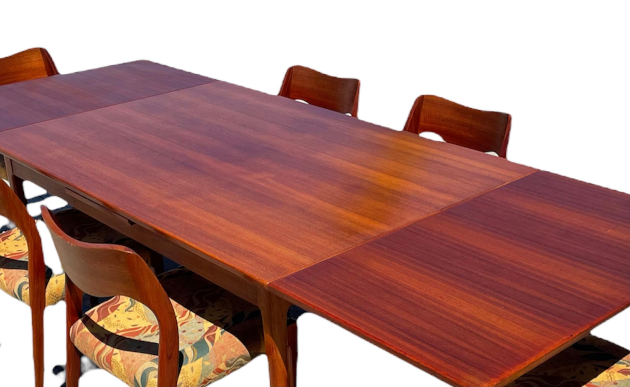 Mid-Century Modern JL Niels Moller Extendable Teak Dining Table with Original Invoice 1964, No. 9C