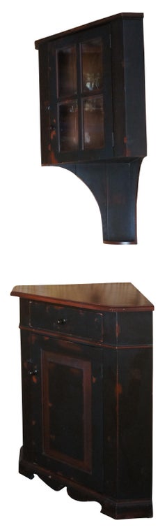 JL Treharn Early American Hanging Corner Cupboard Country Cabinet Farmhouse