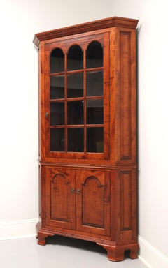 JL TREHARN Tiger Maple Chippendale Style Corner Cupboard / Cabinet