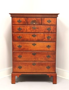 JL TREHARN Tiger Maple Chippendale Style Tall Chest of Drawers