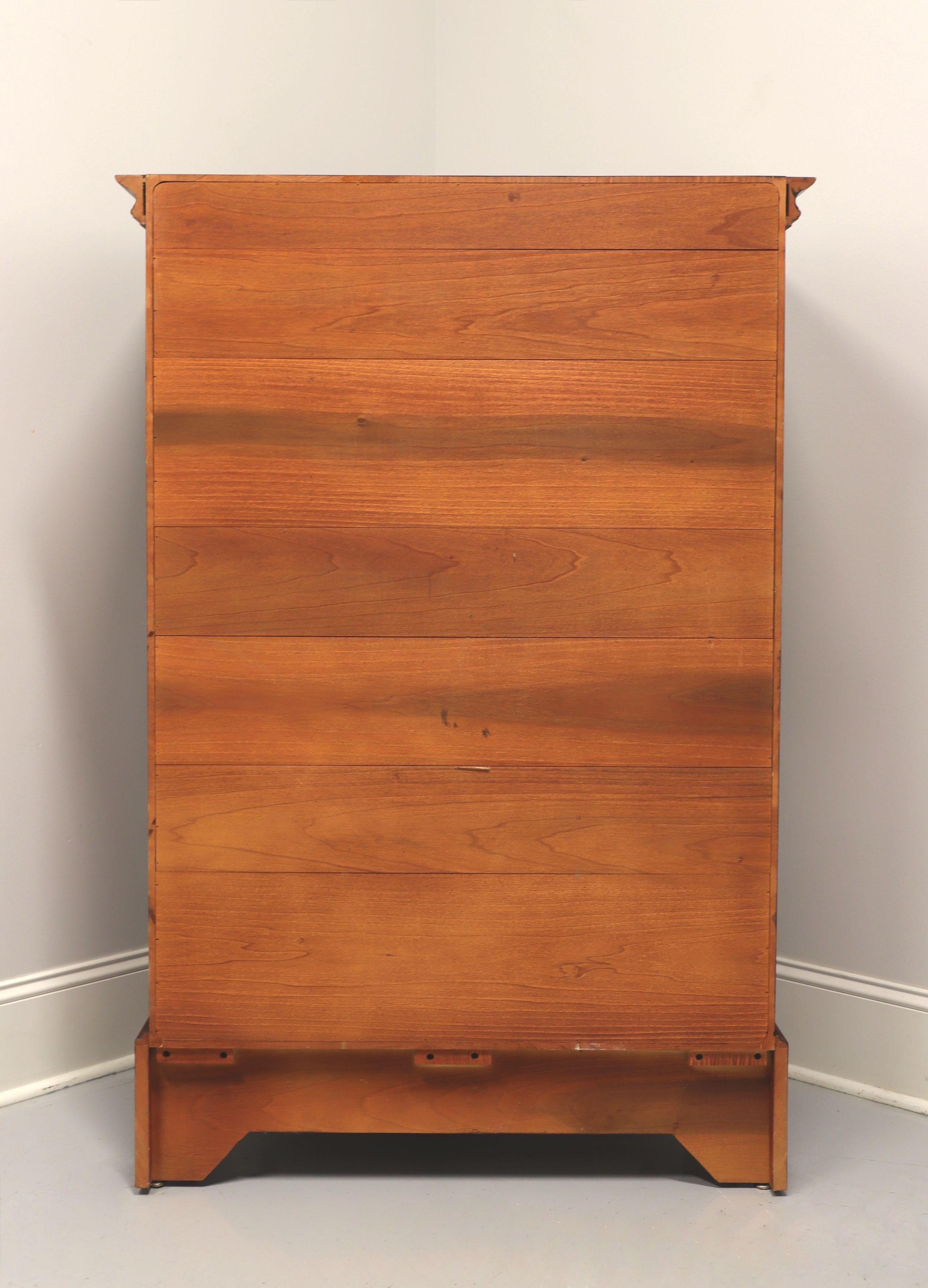 JL TREHARN Tiger Maple Chippendale Style Tall Chest of Drawers In Good Condition In Charlotte, NC
