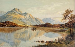 Antique Scottish Oil Painting Highland Loch Achray Tranquil Landscape
